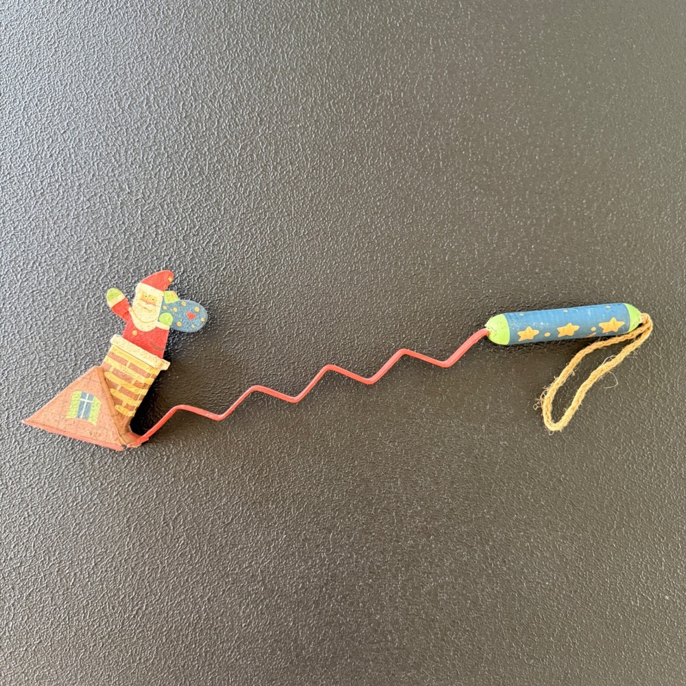 Santa Chimney Candle Snuffer Folk Art Whimsical Metal Christmas Decor READ